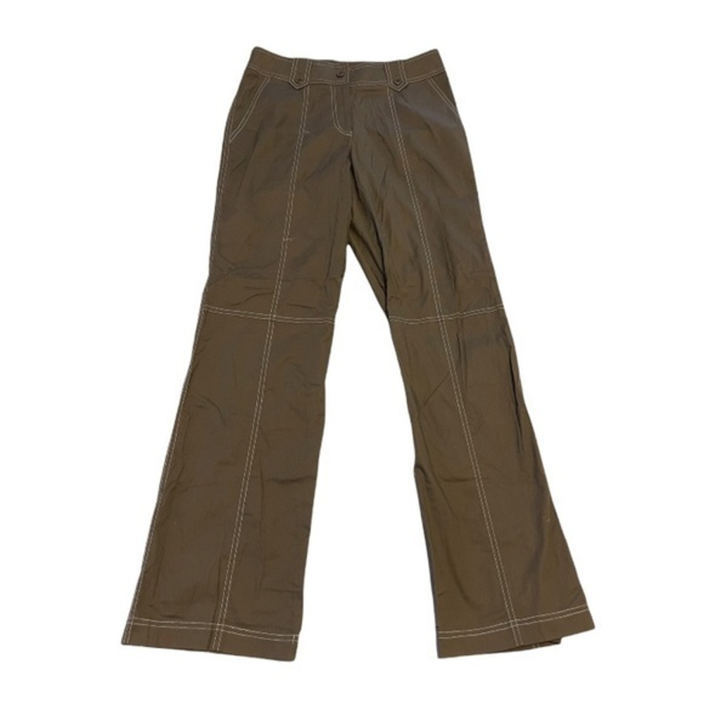 NWT Insight‎ 4 brown white thread buttoned belt loop boot cut casual pants